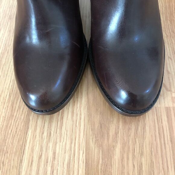 FRYE Jenny 3475388-DBN Dark Brown Leather Side-Zip Booties - Picture 4 of 13